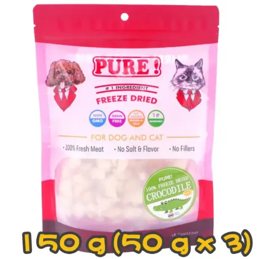 PURE - 凍乾鱷魚狗和貓糧 -150g （50gx3）
